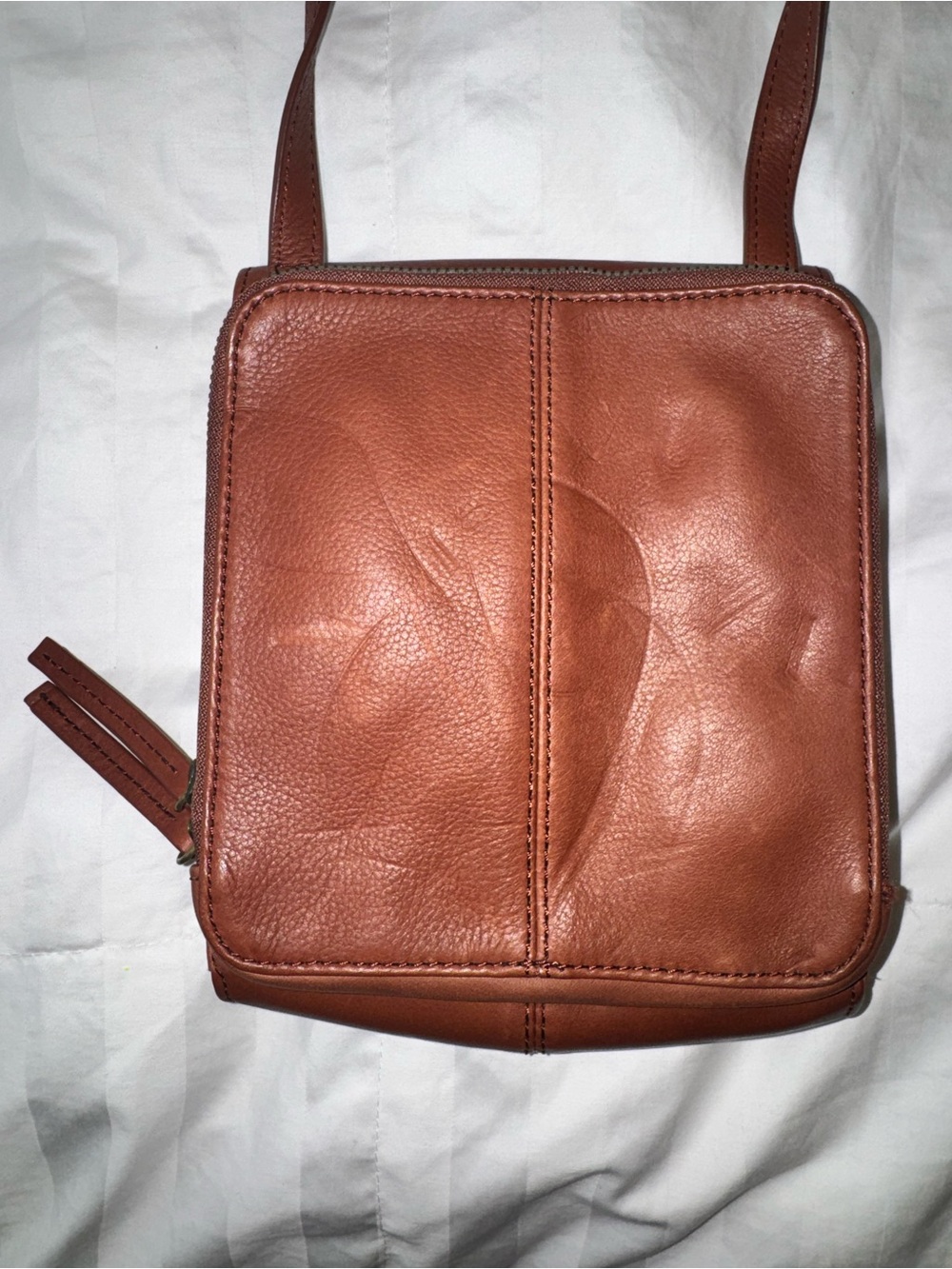 American Leather Co Kansas Crossbody in Brandy Smooth NWT - Picture 5 of 11